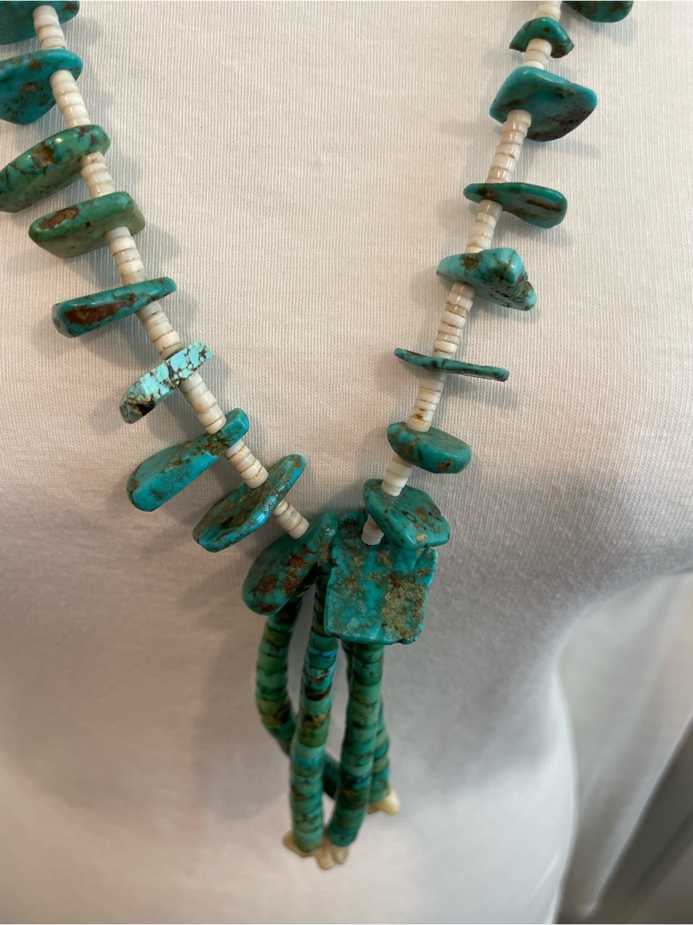 Vintage Native American  Turquoise Heishi Necklace with Tassel